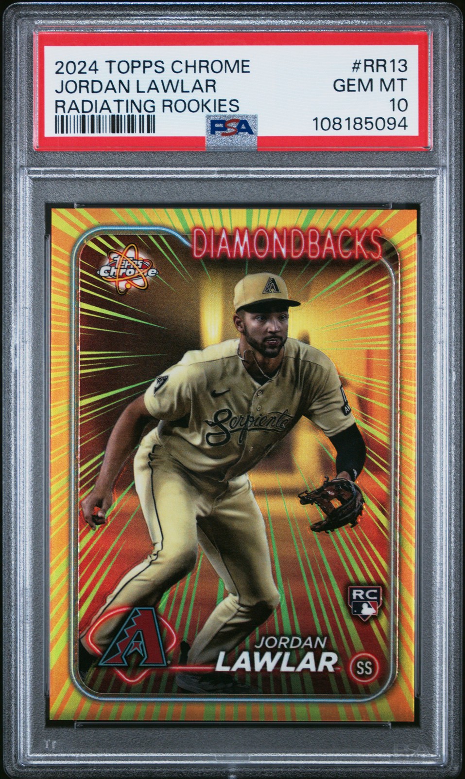 2024 TOPPS CHROME RADIATING ROOKIES #RR13 JORDAN LAWLAR PSA 10