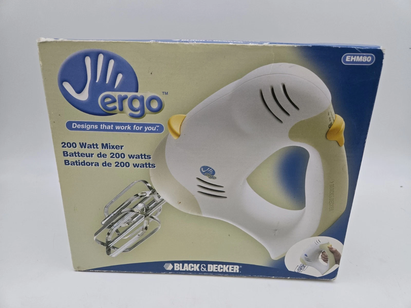 Black Decker Ergo Hand Mixer 5-speed 200-W Soft Grip EHM80 Beater
Opens in a new window or tab
