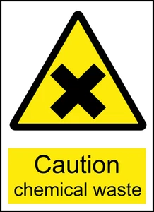 Chemical Waste Caution Warning Sign Self Adhesive Vinyl Sticker