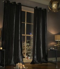 KYLIE MINOGUE Illiana Black 66x54in Velvet Eyelet Ring Top Lined Curtains Pair