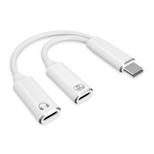 JBJBBG USB C Splitter  2 in 1 C Headphone and Charger Adapter Audio white