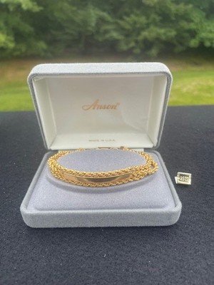 Anson men s/ladies gold plate on stainless 3 cable chain 8  NIB braclet