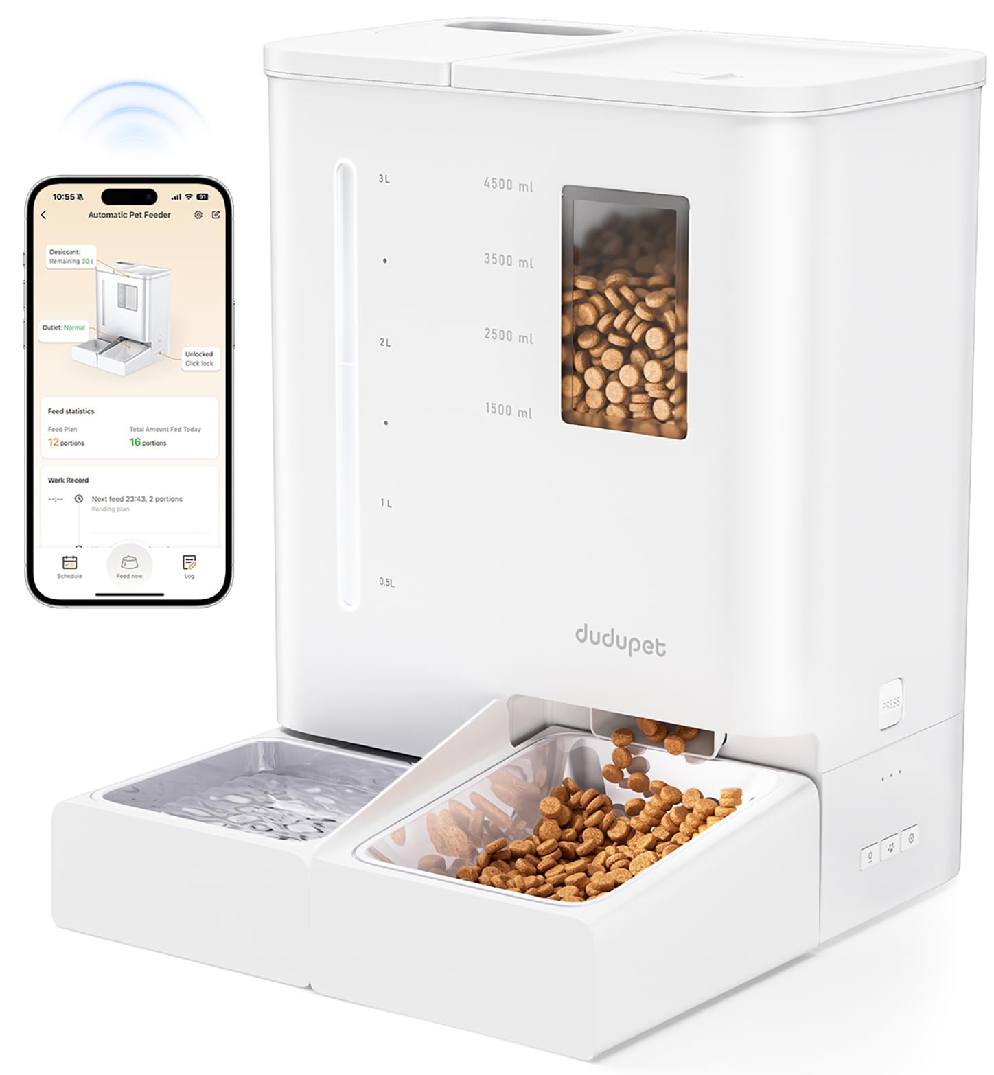 Miglior Dispenser Smart Gatti 2 in 1 DUDUPET WiFi 5GHz | App Control