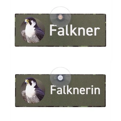 WILDE HILDE ORIGINAL Falkner / Falknerin Schild Auto Scheibe mit Saugnapf - Premium Made in Germany