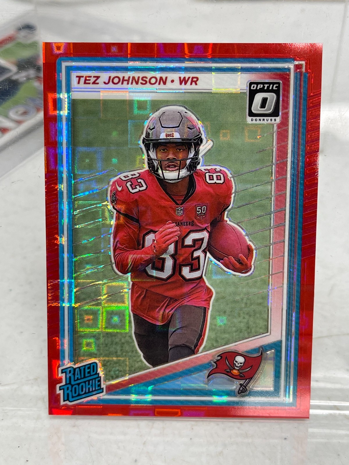 2025 Panini Donruss - Tez Johnson #313 (RC) Optic Preview Red Pandora Buccaneers