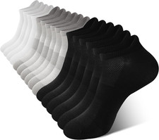 BAMBOO COOL Men's Ankle Socks Athletic Low Cut Heel Tab Cushioned Moisture Wicki