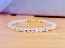 A+ Natural Moonstone Faceted Rondelle Gemstone Gold Filled Beads Bracelets 6-8''
