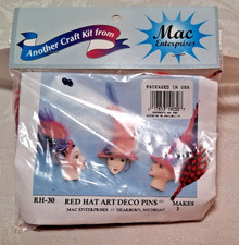 Red Hat Art Deco Pins Making Kit NEW Unused Mac Enterprises