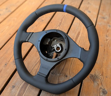 New Leather Steering Wheel Mitsubishi Lancer Evolution 7 8 9 Flat Bottom Blue New Leather Steering Wheel Mitsubishi Lancer Evolution 7 8 9 Flat Bottom Blue