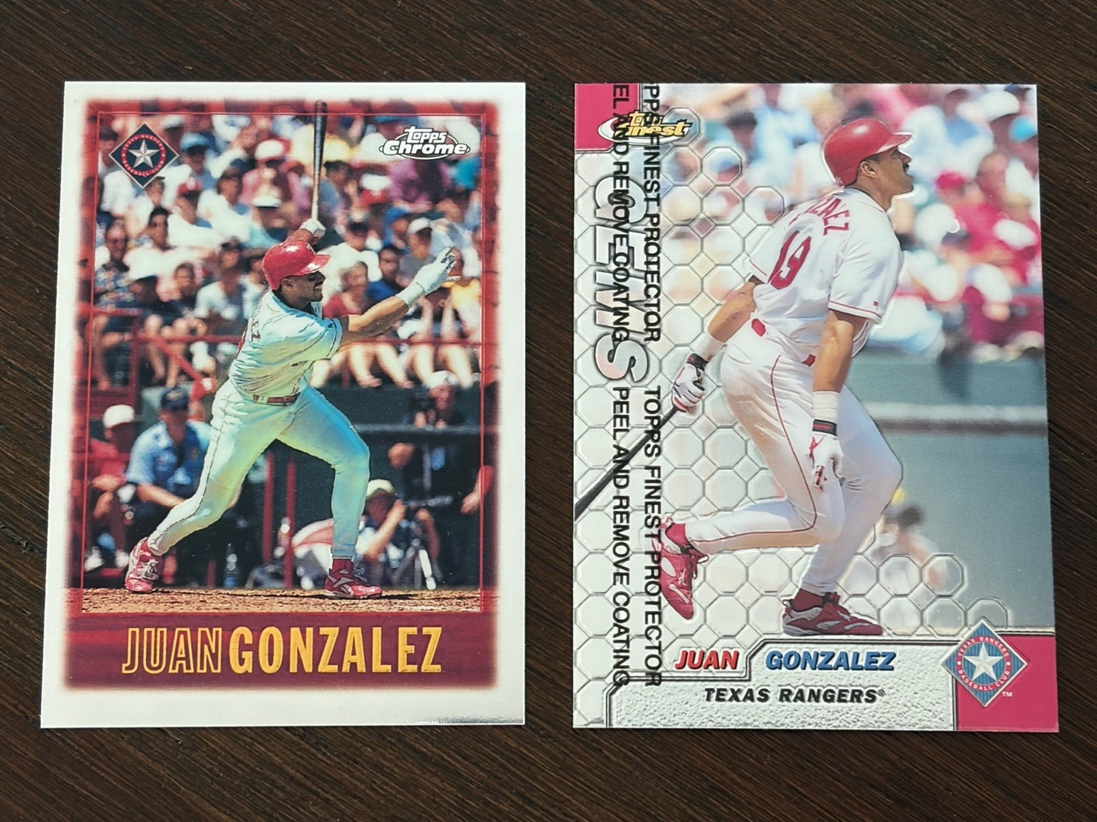 Juan Gonzalez Baseball Card Lot - 1997 Topps Chrome #47, 1999 Topps Finest #107
