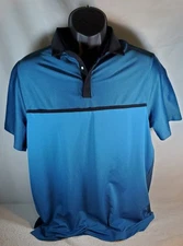 Champion Golf Men's Polo Shirt Size Large Blue Short Sleeve Snap Closure