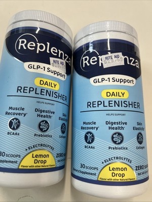 2pc Lot Replenza Daily Replenisher Lemon Drop Powder Zero Sugar Exp 9/26