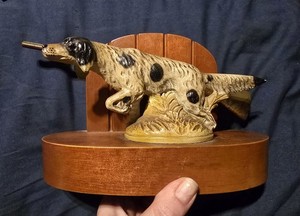 Vtg. Single Bookend Hunting Spaniel English Setter Rifle Rubal New York 1950's
