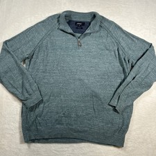 Johnnie O Bailey Sweater Mens XL Light Blue Cotton 1/4 Zip Golf