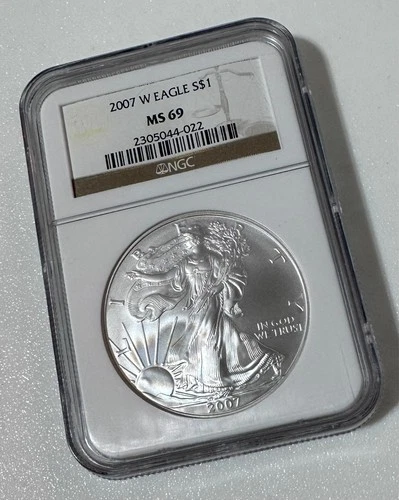 2007 W S$1 American Silver Eagle NGC MS69 Brown Label Burnished