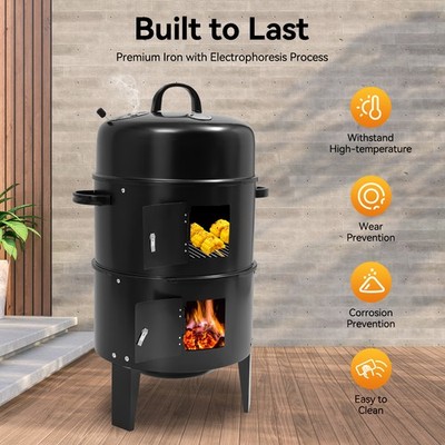 Smoker BBQ Grill Fass Holzkohlegrill Garten Outdoor Camping Kochen Feuerstelle