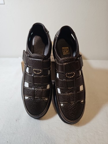 Men's Brown Soft Leather Closed Toe Chunky Sole Comfort & Stylish Sandals Sz 39 - Picture 10 of 13