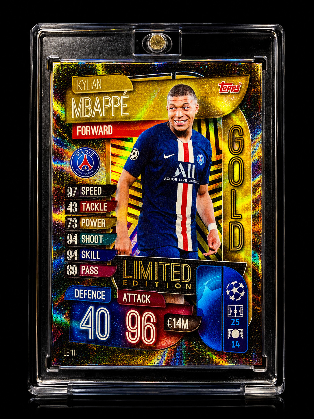 KYLIAN MBAPPE GOLD REFRACTOR BLACK HOLO PRIZM SP Casino Insert Lottery FRANCE view 3