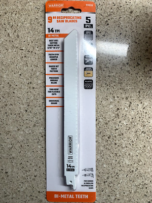 Warrior 9'' Wood Pruning 5 Pack 68038 Reciprocating Saw Blades Universal Shank