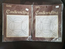 2x NIP VTG 80s Dritz 12" x 12" Pillow Candlewicking Embroidery Kit Virginia Reel