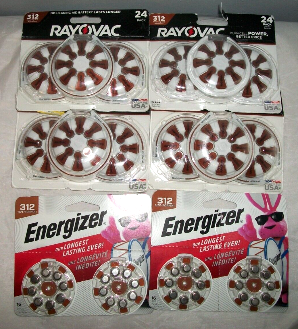 Energizer & Rayovac Hearing Aid Batteries Size 312 - Lot of 208 Batteries