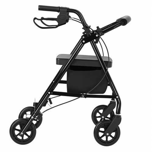 4-Wheel Rollator Walker Folding Steel Storage Mobility Aid for Seniors & Elderly - Picture 6 of 12