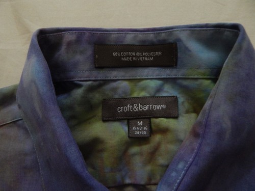 Tie Dye Purple Green Long Sleeve Button Down Shirt - Medium Mens Hand Made - Picture 7 of 7