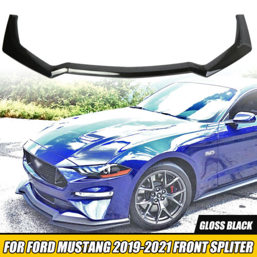 For 2018-2021 Mustang GT Ecoboost Front Bumper Lip Body Kits Gloss Black - Picture 4 of 9