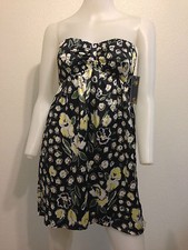 NEW LOST STRAPLESS TUBE TOP DRESS FLORAL SEXY MOD SUMMER BOHO SMALL
