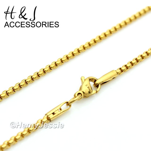 1630"MEN Stainless Steel 1.5mm Gold Smooth Classic Box Link Chain