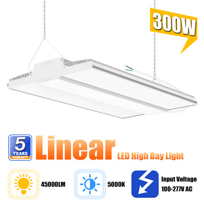 45000LM 300W LED Linear High Bay Light Fixture Warehouse Shop Garage Lamp 1.8FT