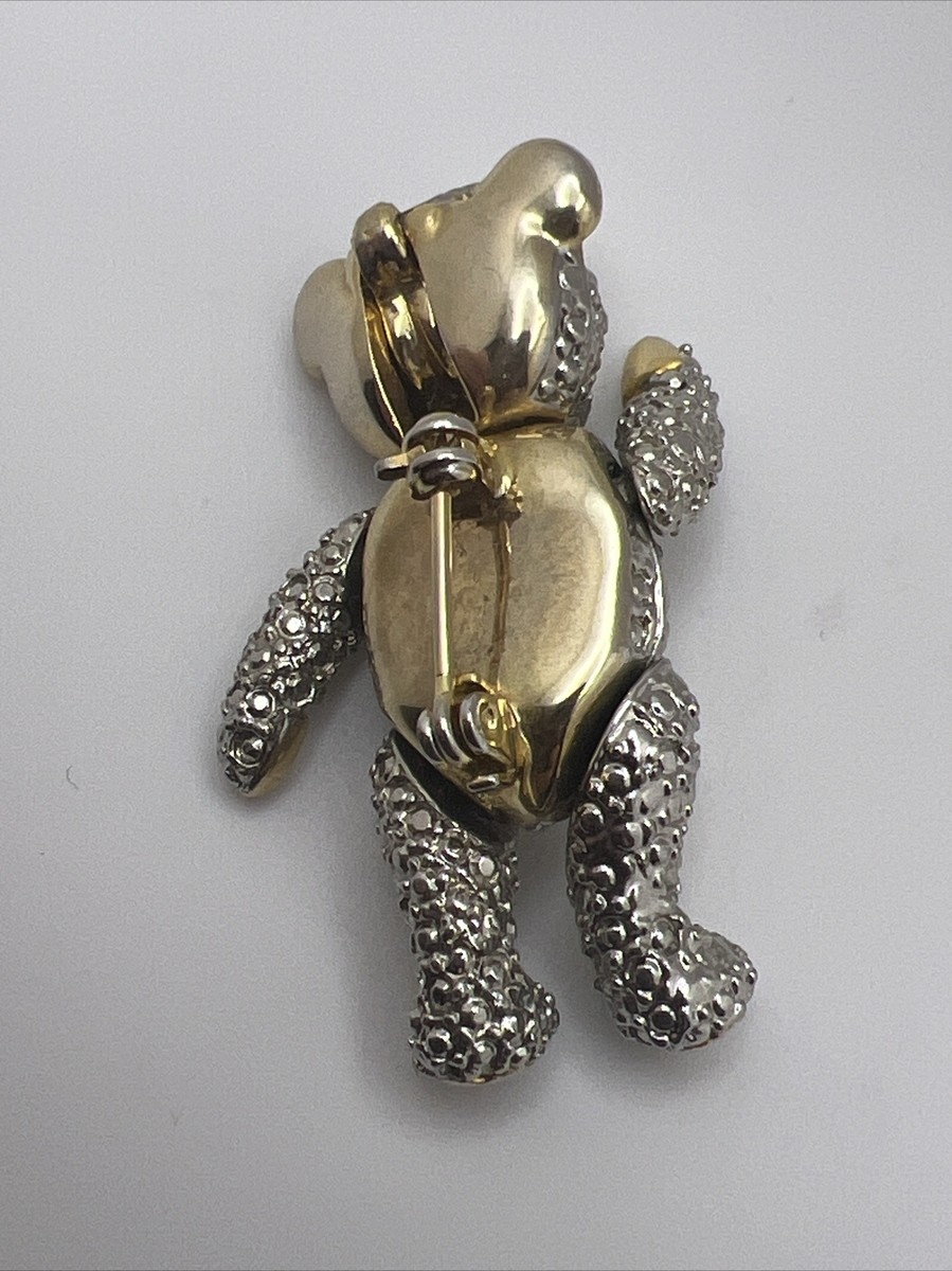 アクセサリー HARPO Silver  Animal Brooch Bear Vintage Silver & Gold Tone Teddy Bear Pin Brooch Or Pendant