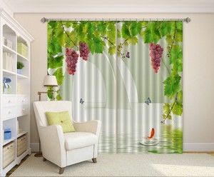 3D Grape Purple Blockout Photo Curtain Printing Curtains ...