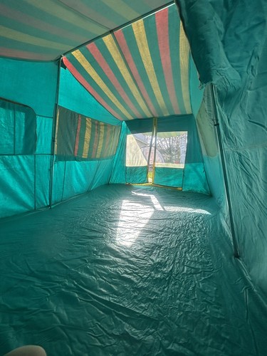 RARE CANVAS VINTAGE 1960'S MONTGOMERY WARD HETTRICK MFG 10' x 14' CABIN TENT - Picture 11 of 18