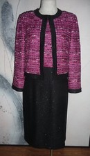 GORGEOUS NWOT 2500 ST JOHN 2-PC BLACK FUISHA RIBBON SEQUIN DRESS JACKET SZ 8-10