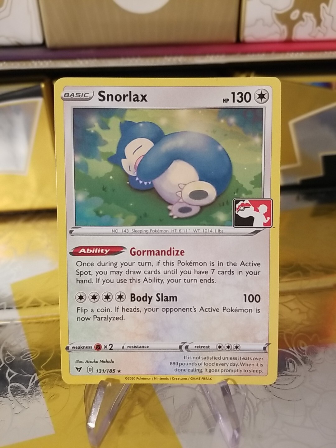 Snorlax 131/185 Pokemon Prize Pack Series 1 Promo Pokemon Card NM/LP Play Stamp