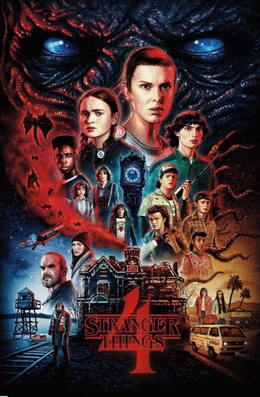 Netflix Stranger Things Season 4 Promotional Cover Retro Poster