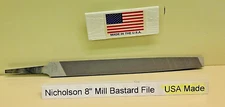 Nicholson 8" Flat File Mill Bastard 08497 21832 Made in USA