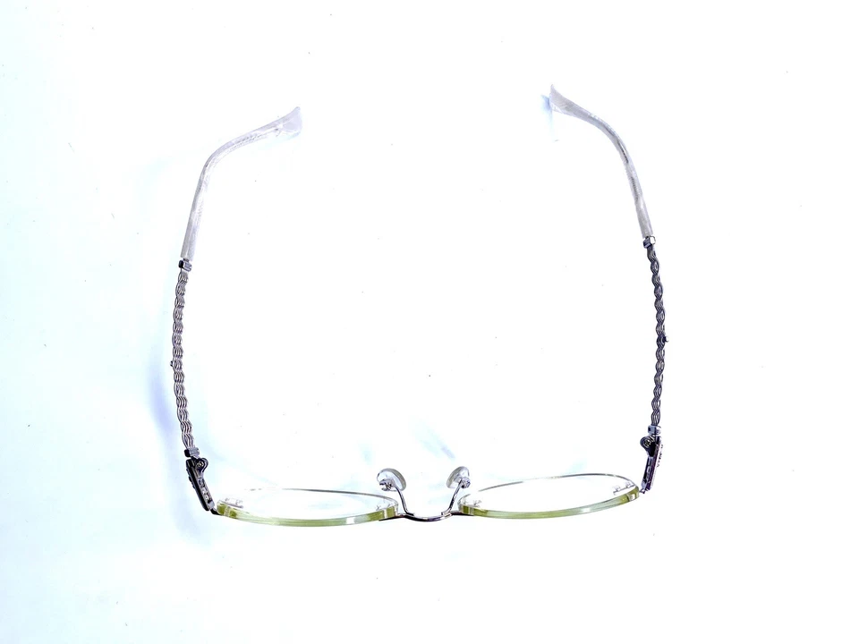 Encantadoras gafas sin montura marco ovalado Japón blanco plata XL2067 WP 51 17 135 Foto 4 de 4