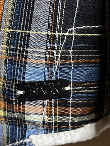 Buckle Black Shirt Adult Large L Blue White Black Plaid Button Up Casual Mens - Picture 5 of 8