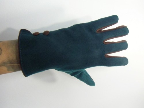 Gants tactiles hiver rétro simili nubuck, pompon et simili cuir