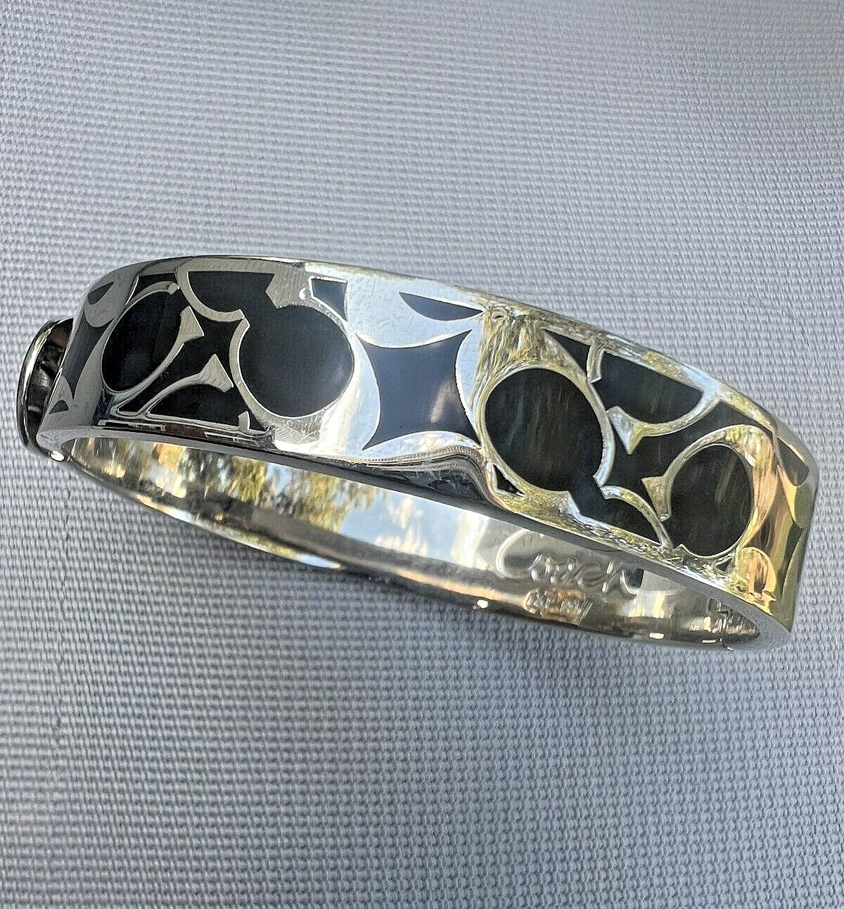 An Authentic COACH Bangle Hinged Bracelet Black E… - image 4