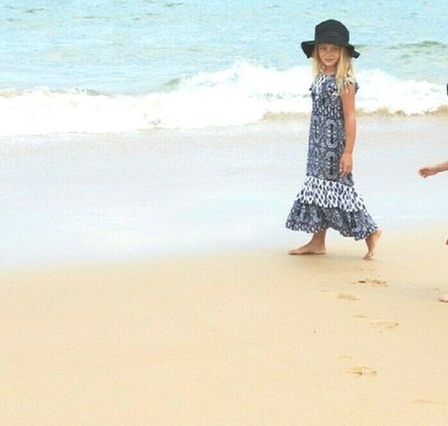 NEW NWT Red/Blue Floral Beautiful RICH Ruffle Maxi Dress-Mii love Mu 5Y fit 5/6Y - Picture 12 of 12