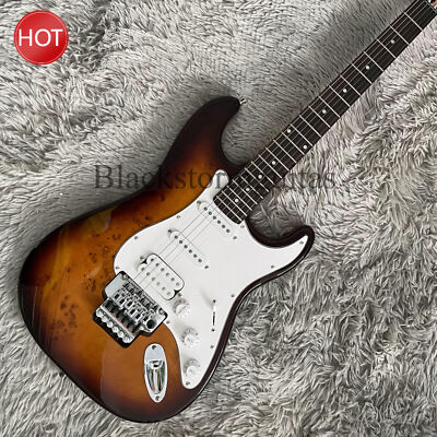 Custom Shop Sunburst Solid Body ST Electric Guitar Tree Burl Top SSH Pickups