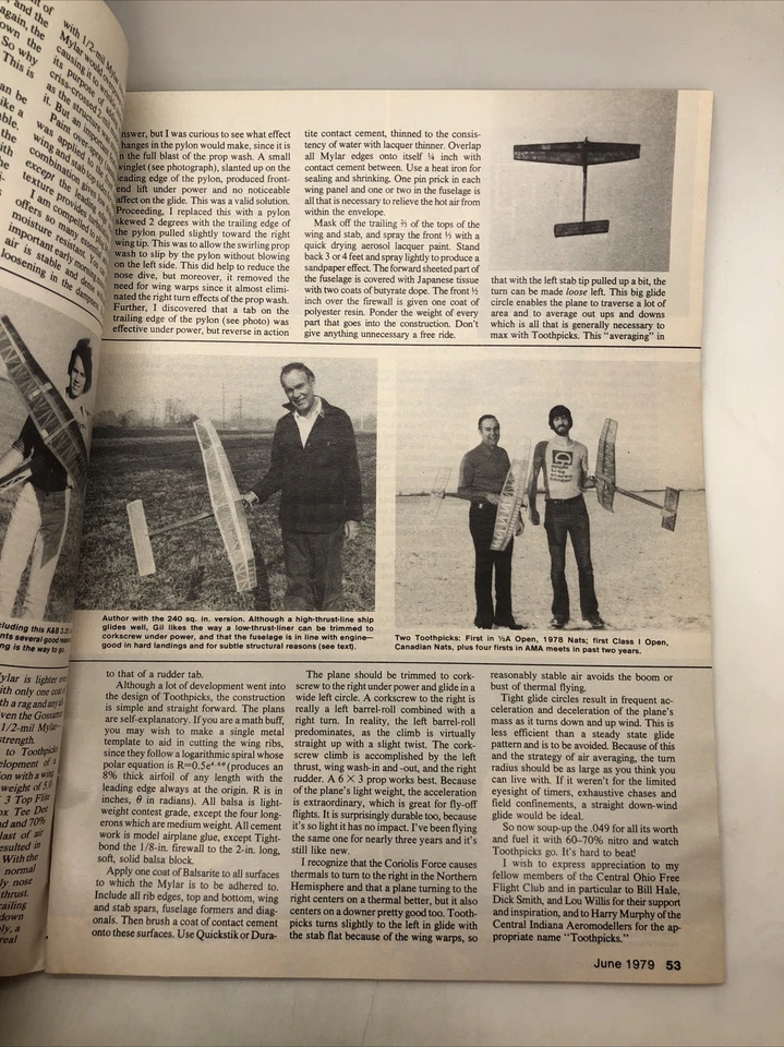 MODEL AVIATION Magazine June 1979  Bebe Jobel D.9: C/L Scale - Image 4 of 4