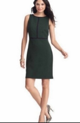Ann Taylor Loft Green/ Black Sheath Dress NWT 2 | eBay