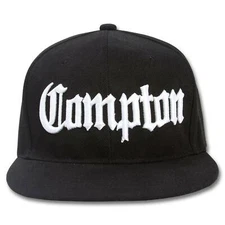 Mens Compton Hat - Embroidered Olde English LA Snapback Cap, Black