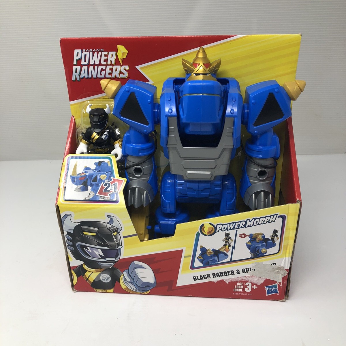 Power Rangers Black Ranger Rhino Zord Power Morph Action Figure
