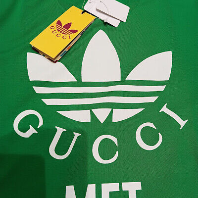 adidas Gucci Oversized T-shirt Short Sleeve Cotton Green adidas Gucci Oversized T-shirt Short Sleeve Cotton Green