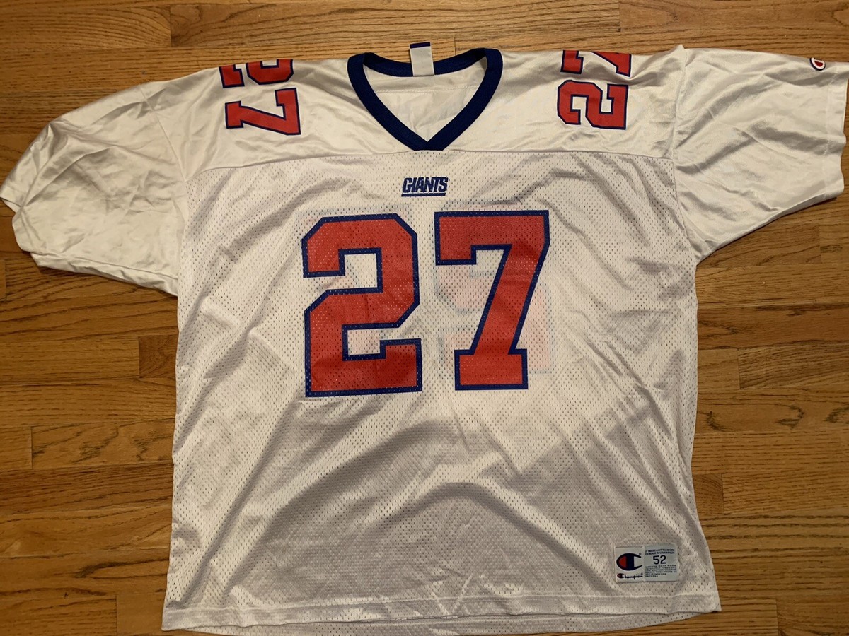 RON DAYNE #27 RETRO NEW YORK GIANTS NFL BIG WHITE CHAMPION JERSEY EUC VTG 52